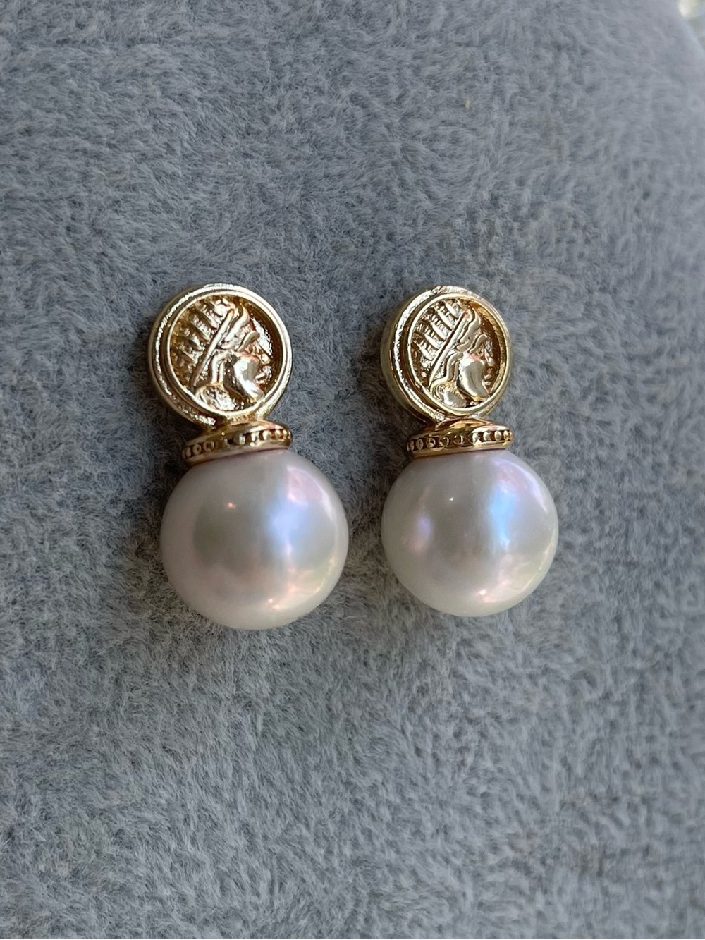 Genuine Pearl & Gold Coin Drop Earrings - Elegant Women’s Jewelry 54 - Picture 3 of 5